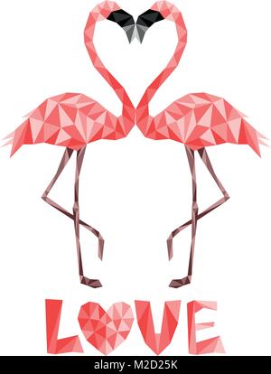 Couple de flamants rose poly bas dans l'amour. Couleurs Web Illustration de Vecteur