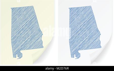 Alabama scribble map sur un fond blanc. Illustration de Vecteur