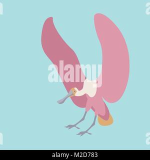 Roseate spoonbill vector illustration style plat côté profil Illustration de Vecteur