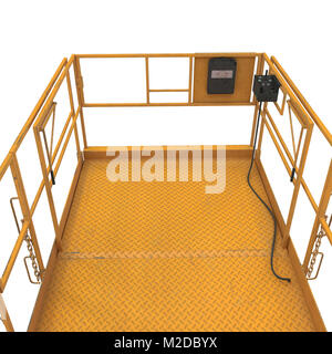 Table élévatrice à ciseaux étendu sur blanc. 3D illustration Banque D'Images