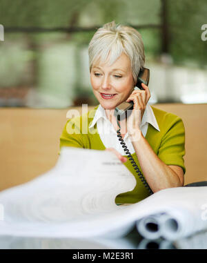 Portrait de l'architecte et plan de lecture Banque D'Images