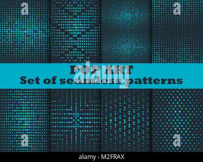 Seamless pattern set en demi-teinte. points arrière-plan. Points à points, l'arrière-plan. Des tons de bleu. Vector illustration Illustration de Vecteur