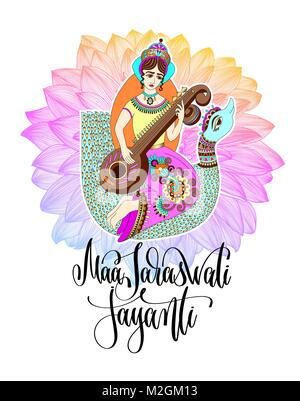Carte de vœux Maa Saraswati Jayanti design pour festival indien Illustration de Vecteur