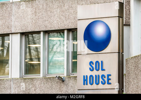 Northampton UK 05 janvier 2018 SOL Chambre stand logo sign Banque D'Images