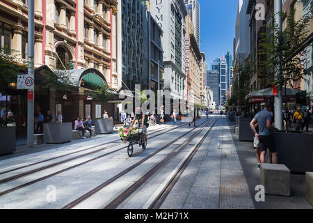 Le nouveau système de métro léger en cours, George Street, Sydney. Banque D'Images