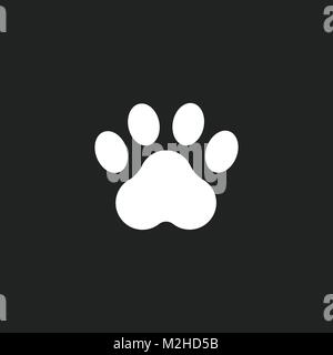 Paw print vector icône. Chien ou chat empreinte illustration. Silhouette d'animaux. Illustration de Vecteur