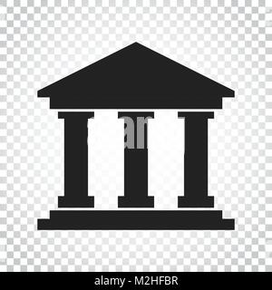 Bâtiment de la Banque dans l'icône de style plat. Vector illustration musée isolé sur fond. Concept d'entreprise simple pictogramme. Illustration de Vecteur