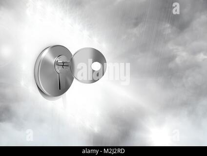 Le déverrouillage clés surreal ciel nuageux Banque D'Images