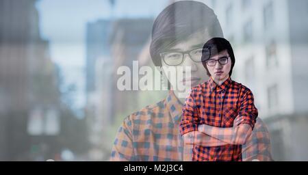 Homme avec effet double exposition Banque D'Images