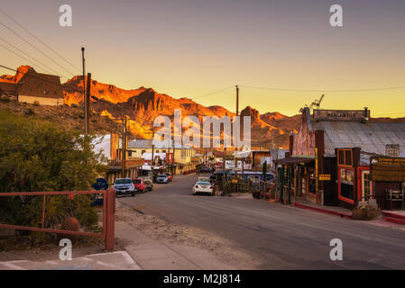 Coucher du soleil à Oatman sur la route 66 en Arizona Banque D'Images