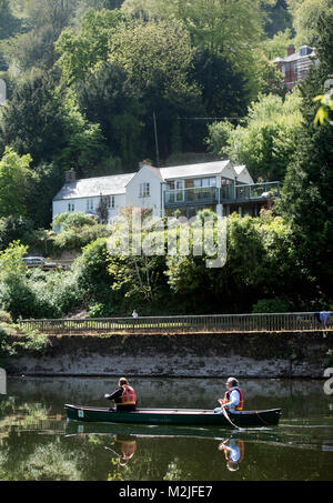 Canoë sur la rivière Wye près de Symonds Yat, UK Banque D'Images