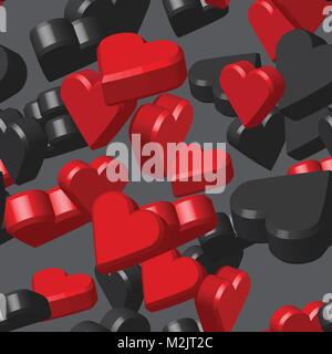 Coeur noir rouge motif transparent Illustration de Vecteur