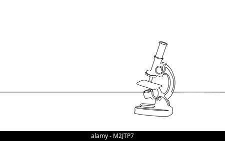 Seule ligne art science research microscope. La technologie de micro-biologie medicine business design un croquis silhouette vector illustration Illustration de Vecteur