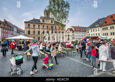 Markt (place du marché), l'hôtel de ville (Rathaus) de Weimar, en Thuringe, Allemagne Banque D'Images