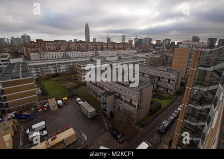 Churchill Gardens Estate, vue de Coleridge House - Pimlico, Londres, Angleterre Banque D'Images