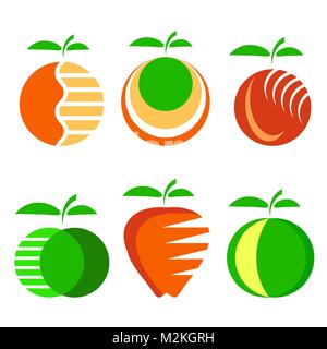 Ensemble d'icônes différents fruits isolés Apple Illustration de Vecteur