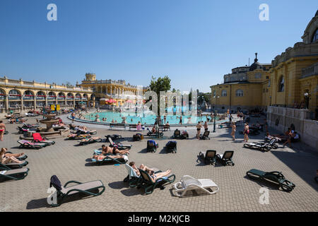 En dehors de la piscine bain thermal Széchenyi, populaires dans Budapest, Hongrie. Banque D'Images