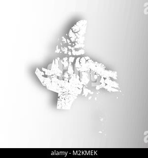 Les provinces et territoires du Canada - Carte du Nunavut avec effet coupe papier. Les rivières et lacs sont indiqués. Merci de regarder mes autres images de documents cartographiques Illustration de Vecteur