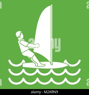 Sur l'homme vert icône windsurf Illustration de Vecteur