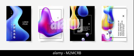 Ensemble de couleurs vives abstrait modèle formes gouttes plasma Illustration de Vecteur