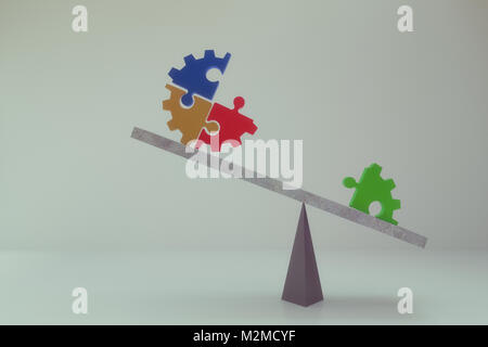 Le rendu 3D de puzzles abstraits sur blance board Banque D'Images