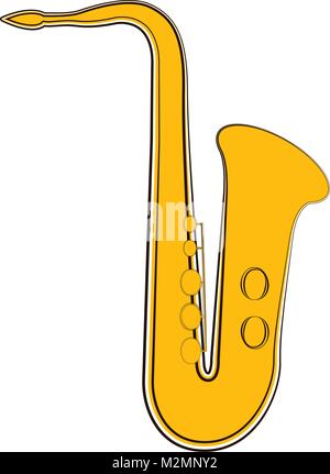 Saxophone isolés croquis. Instrument de musique Illustration de Vecteur