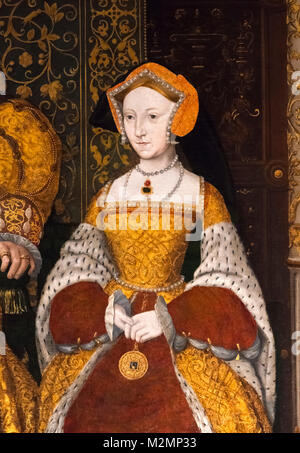 Jane Seymour (1508-1537), troisième épouse du Roi Henry VIII d'Angleterre. Détail d'une peinture intitulée La famille de Henry VIII, huile sur panneau, c.1545 Banque D'Images