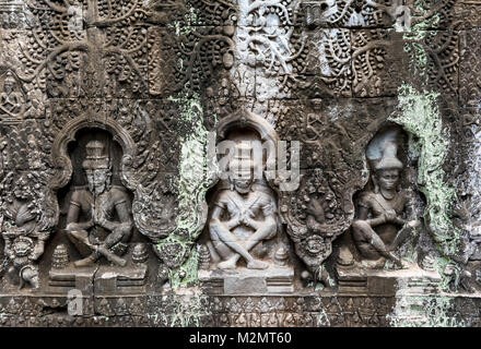 À Preah Khan Temple Carvings, Angkor, Cambodge Banque D'Images