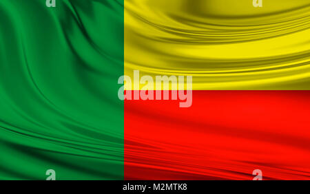 Waving Flag nationale du Bénin sur un drap de soie Banque D'Images