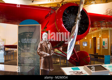WASHINGTON D.C., États-Unis - 11 MAI 2016 : Amelia Earhart et du Lockheed Vega 5B Première femme à tenter de faire le tour du monde, National Air et espacement Banque D'Images