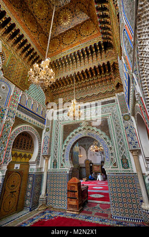 Interior shot de zaouïa de Moulay Idriss, Fès, Maroc, Afrique Banque D'Images