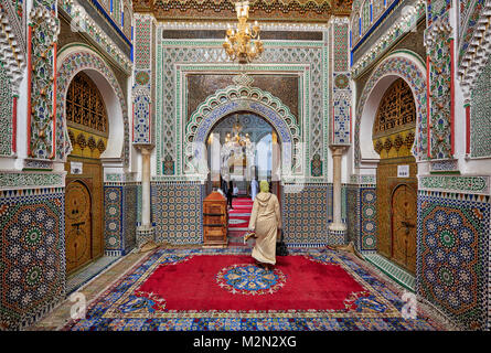 Interior shot de zaouïa de Moulay Idriss, Fès, Maroc, Afrique Banque D'Images