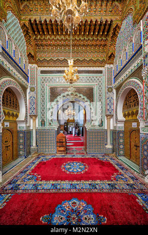 Interior shot de zaouïa de Moulay Idriss, Fès, Maroc, Afrique Banque D'Images