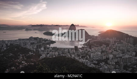 Panorama de la ville de Rio de Janeiro, Brésil et Sugarloaf Mountain Banque D'Images