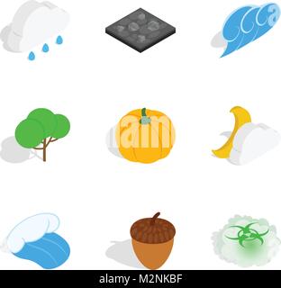 Lieu naturel icons set, style isométrique Illustration de Vecteur