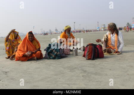 Un groupe de pèlerins Prendre un repos At Beach Banque D'Images