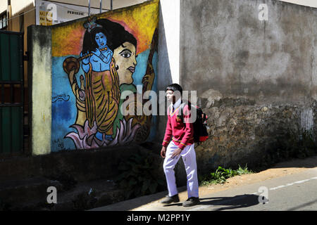 St Francis Xavier's College Hill Country Nuwara Eliya Sri Lanka Province centrale par les enfants de l'École de peinture murale Banque D'Images