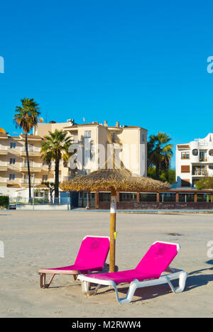 Platja d'Alcudia, Playa de Alcudia, Port d'Alcudia, Majorque, Iles Baléares, Espagne Banque D'Images