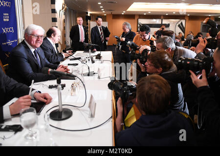 Tokyo, Japon. 07Th Feb 2018. Le Président allemand Steinmeier s'exprimant dans le Club des correspondants étrangers du Japon à Tokyo, Japon, 07 février 2018. Credit : Maurizio Gambarini/dpa/Alamy Live News Banque D'Images