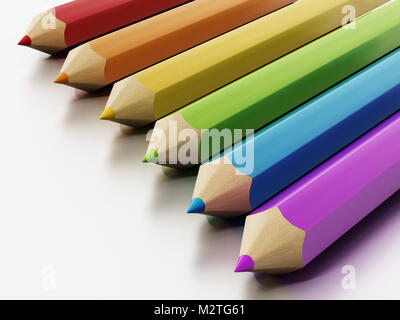 Crayons de couleur Jumbo isolé sur fond blanc. 3D illustration. Banque D'Images