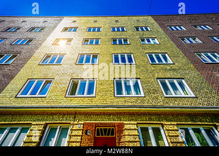 Allemagne, Hambourg, Veddel, 'Goldhaus" (golden house) œuvre d'art, Boran Burchhardt Banque D'Images