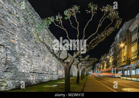 Muraille Romaine de Lucius Augusti Site du patrimoine mondial par l'Unesco dans la ville de Lugo, Región de Galice, Espagne, Europe. Banque D'Images