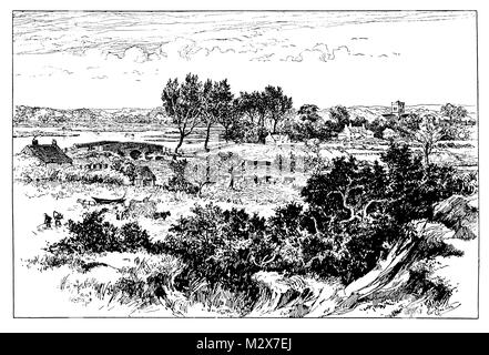 La vallée de l'Avon à Ringwood, line illustration par Edward William Charlton à partir de 1895, le Studio un magazine illustré de fines et arts appliqués Banque D'Images