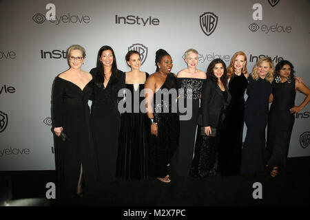 19e Congrès annuel des célébrités assister à Post-Golden Globes organisée par Warner Bros Pictures et InStyle au Beverly Hilton Hotel à Beverly Hilton Hotel. Avec : Meryl Streep, activiste Ai-jen Poo, acteur Natalie Portman, activiste Tarana Burke, l'acteur Michelle Williams, acteur America Ferrera, l'acteur acteur Jessica Chastain, Amy Poehler, activiste et Saru Jayaraman Où : Los Angeles, California, United States Quand : 08 Jan 2018 Crédit : Brian à/WENN.com Banque D'Images