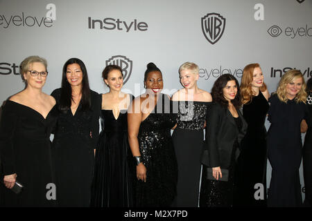 19e Congrès annuel des célébrités assister à Post-Golden Globes organisée par Warner Bros Pictures et InStyle au Beverly Hilton Hotel à Beverly Hilton Hotel. Avec : Meryl Streep, activiste Ai-jen Poo, acteur Natalie Portman, activiste Tarana Burke, l'acteur Michelle Williams, acteur America Ferrera, l'acteur acteur Jessica Chastain, Amy Poehler Où : Los Angeles, California, United States Quand : 08 Jan 2018 Crédit : Brian à/WENN.com Banque D'Images