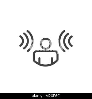 Personne qui entend soundwaves provenant de deux côtés qui sont une icône de reconnaissance vocale Illustration de Vecteur