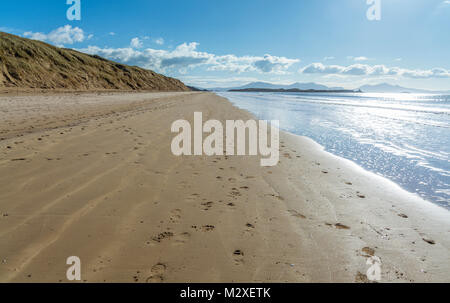 Dunes de sable sur l'érosion sur la plage Newborough Anglesey. Banque D'Images