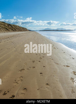 Dunes de sable sur l'érosion sur la plage Newborough Anglesey. Banque D'Images