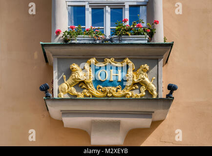 Oriel sur l'écran ci-dessous Wendische Strasse à Bautzen, Haute Lusace Région de la Saxe, Allemagne Banque D'Images