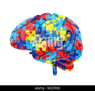 Puzzle isolé du cerveau Banque D'Images